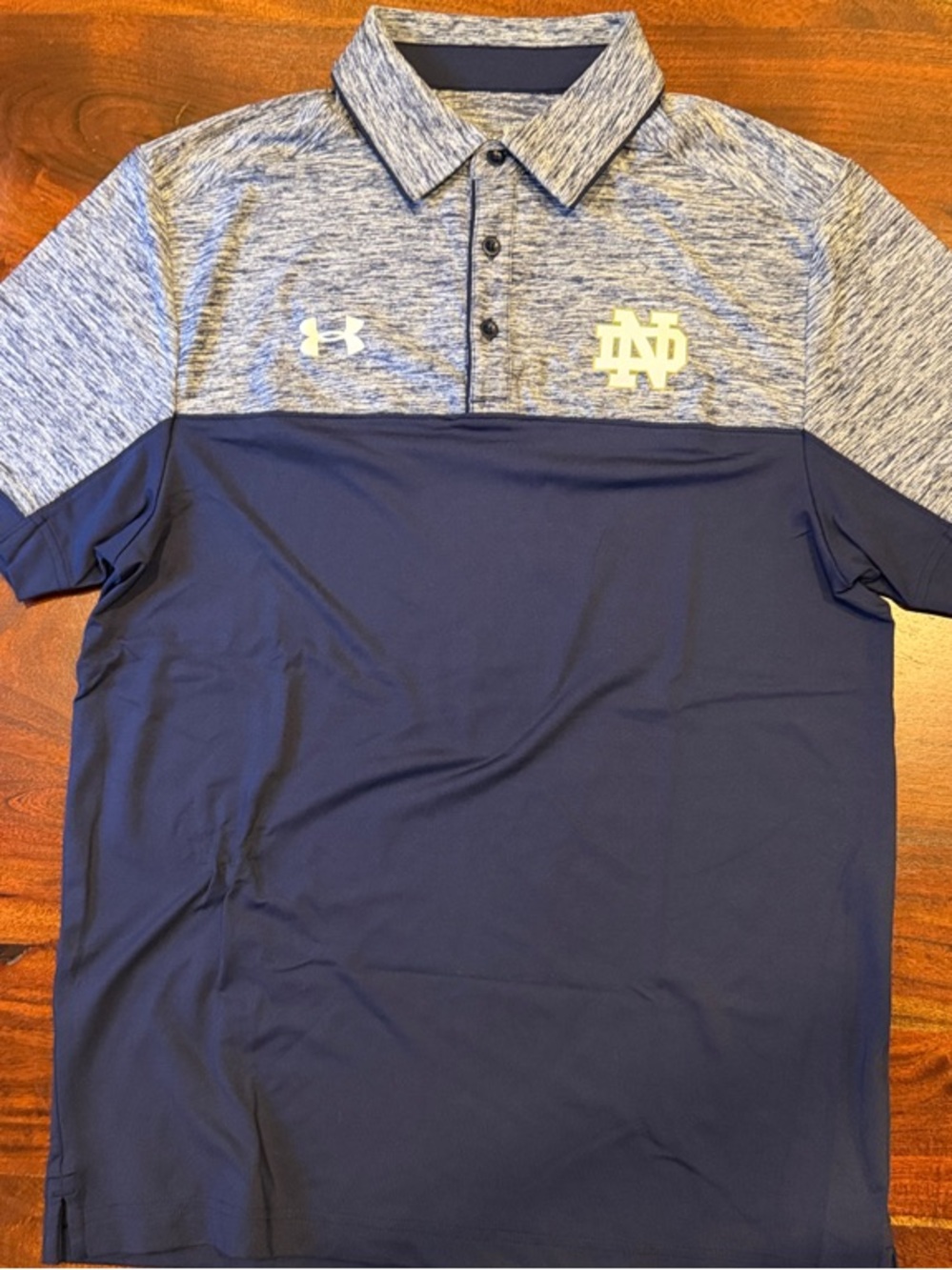 Under Armour Navy and Heather Gray Notre Dame Polo